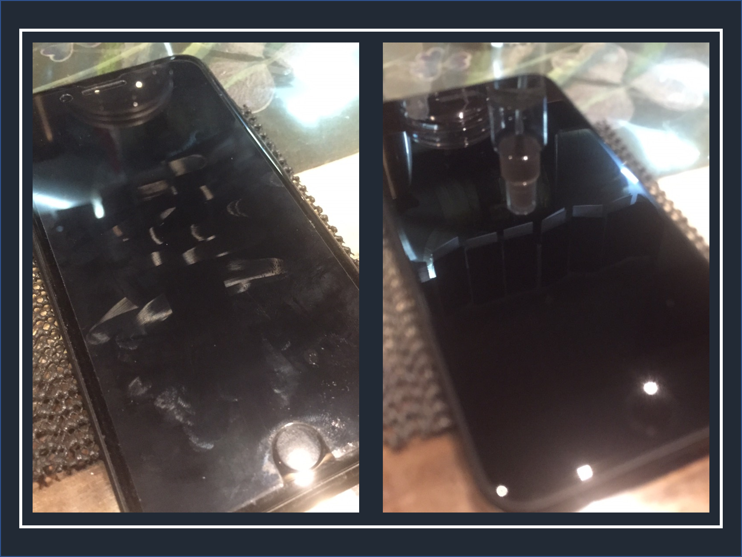 スマホガラスコーティング 効果iPhone施工の比較画像
